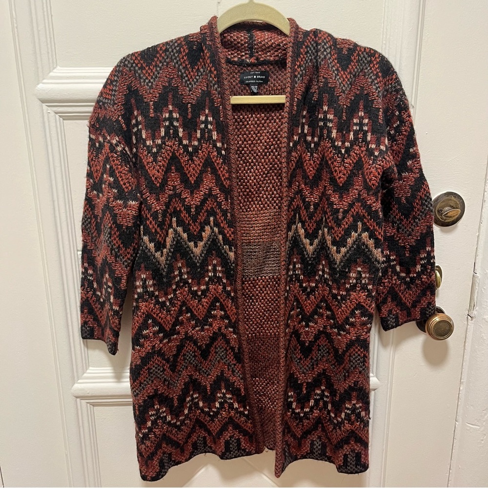Lucky Brand chevron open front cardigan